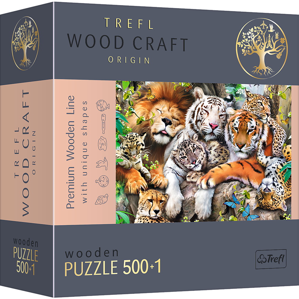 Puzzle trefl din lemn 500+1 piese felinele din jungla bekid.ro
