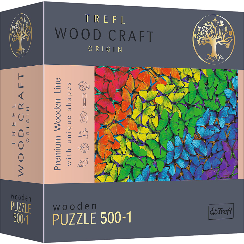 Puzzle trefl din lemn 500+1 piese fluturasii colorati bekid.ro