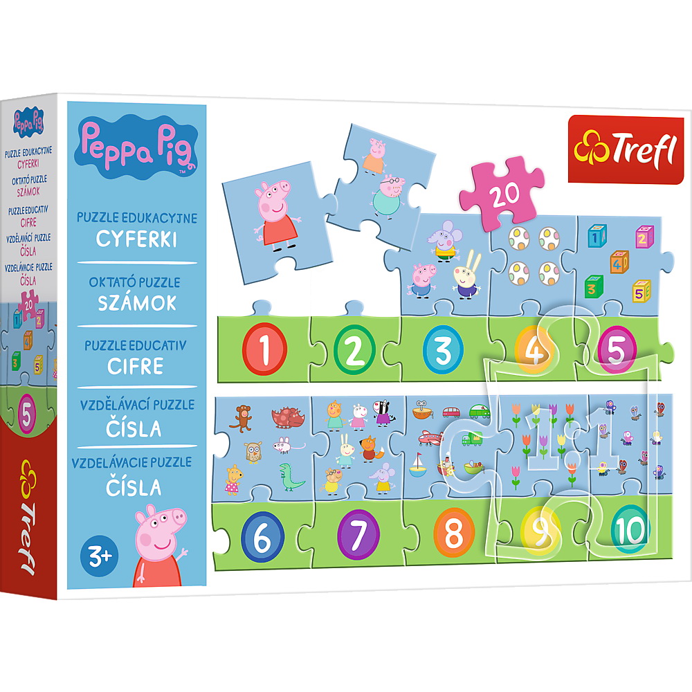 Puzzle educational 20 piese numere peppa pig