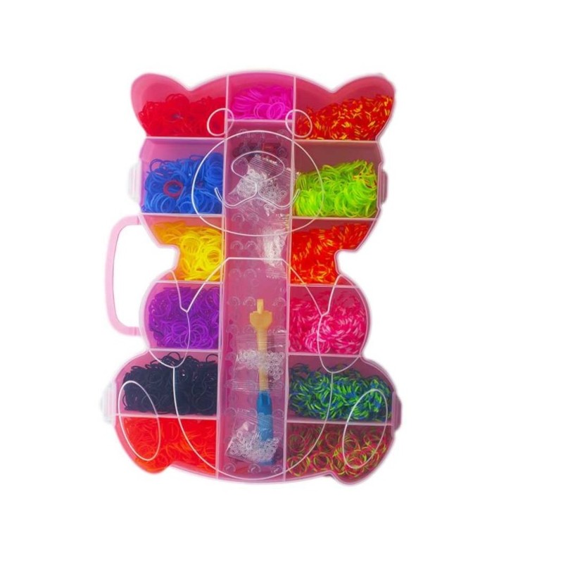 Set creativ elastice pentru bratari, forma de ursulet, 3200 piese, multicolor, gh-3200 image0