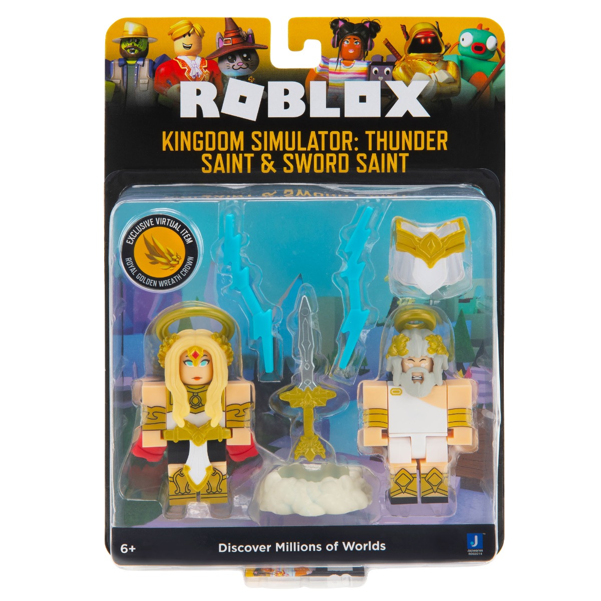 Roblox celebrity pachet cu 2 figurine (kingdom simulator: thunder saint & sword saint) s8