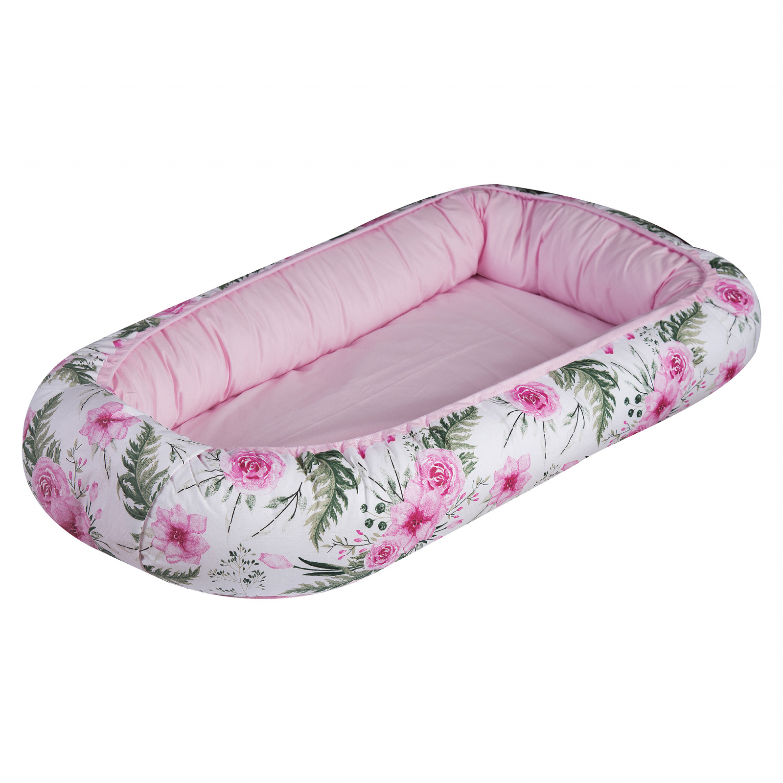 Amy – suport de dormit babynest, reversibil, 70×45 cm, rose garden roz AMY