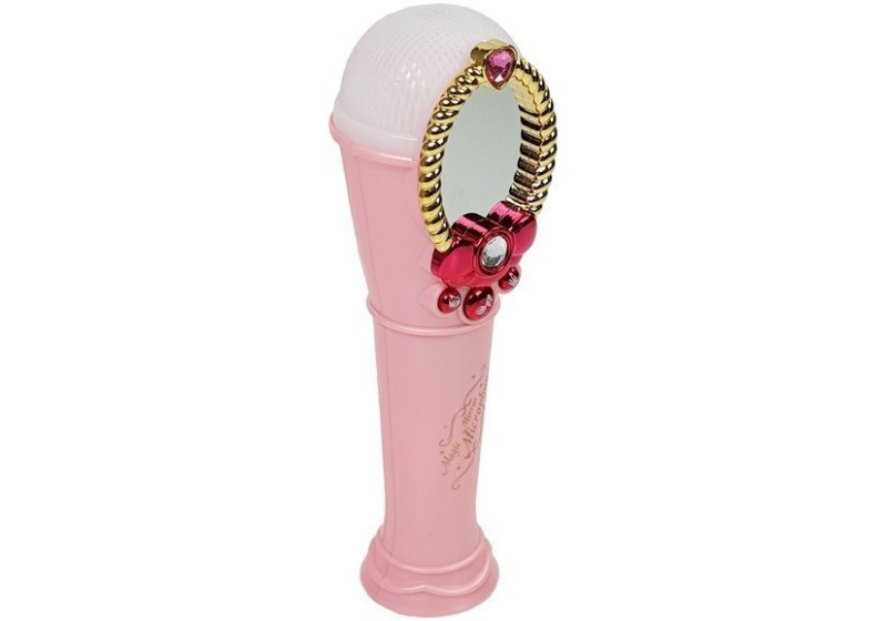Oglinda magica karaoke roz, cu microfon si usb, pentru fetite, leantoys, 7815