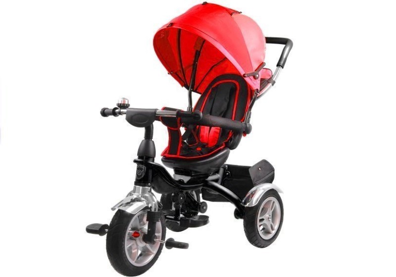 Tricicleta cu pedale pentru copii, cu scaun rotativ si copertina rosie, leantoys, 7671 bekid.ro imagine noua