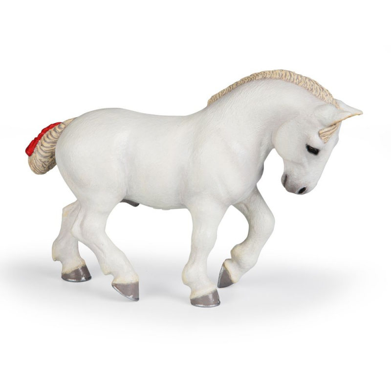 Figurina Papo-Percheron alb cal de povara