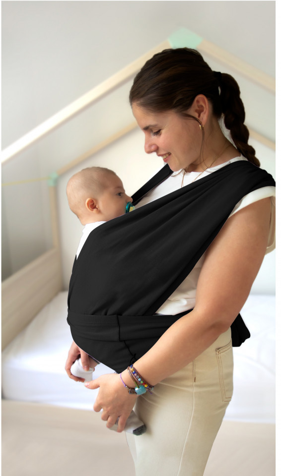 Sistem de purtare wrap elastic pentru bebelusi babyjem (culoare: negru) BabyJem imagine noua