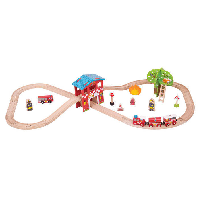 Set Cu Trenuletul Pompierilor BigJigs Toys imagine noua