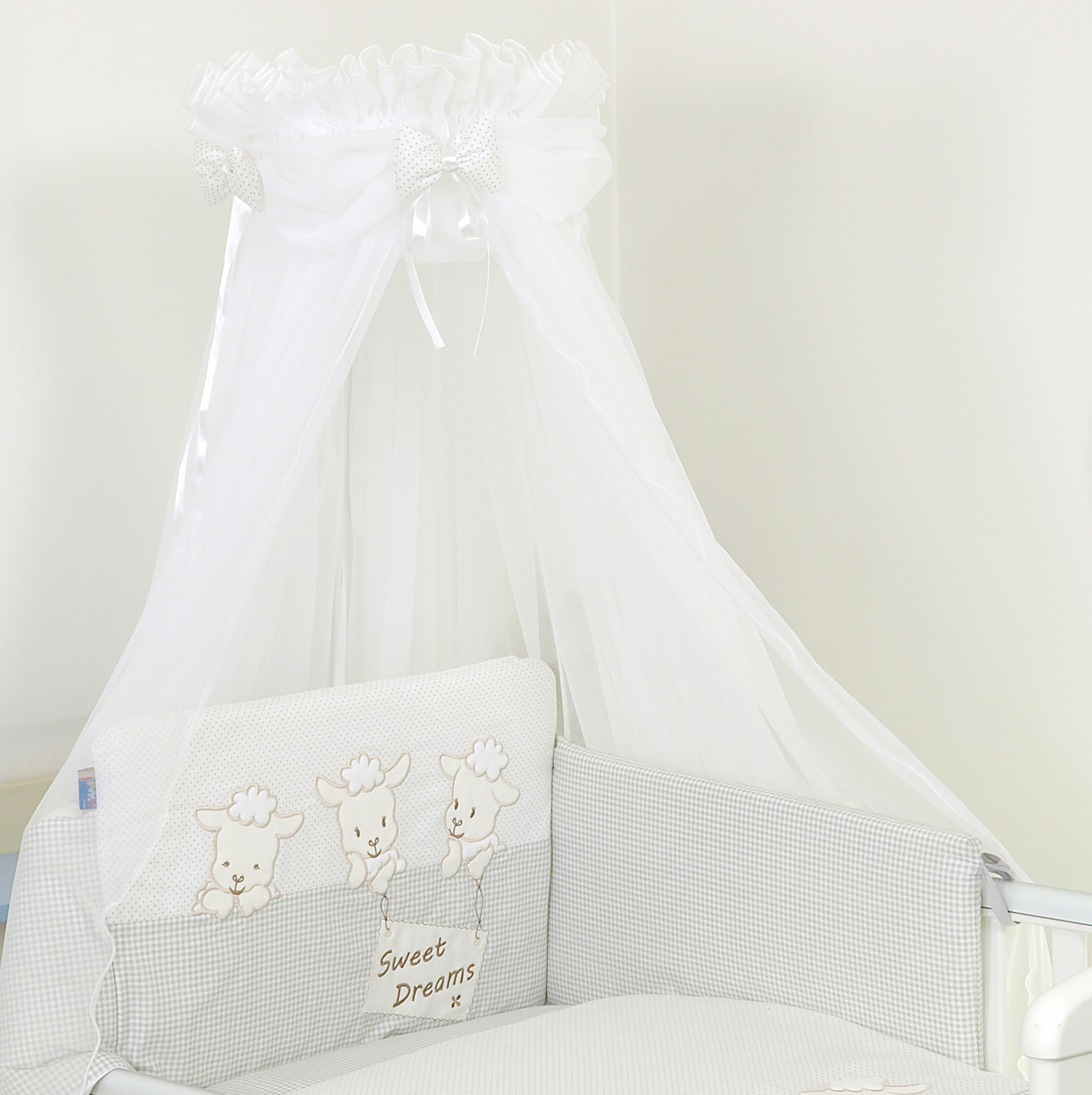 Baldachin din tul, sweet dreams alb, 600×160 cm, suport prindere inclus AMY imagine noua