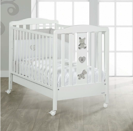 Patut bebe din lemn masiv, cu sertar, roti, laterale culisabile si inaltime reglabila a saltelei, tuo, 127×63 cm Baby Italia