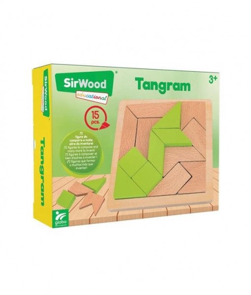 Set tangram din lemn Globo 15 piese