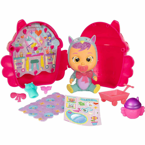 Papusa bebelus, imc toys wow mini cry babies model house of the winged cu 6 accesorii stralucitoare, roz