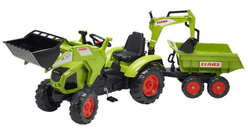 Tractor cu pedale pentru copii falk 1010w claas axos cu cupa, excavator si remorca 1010w