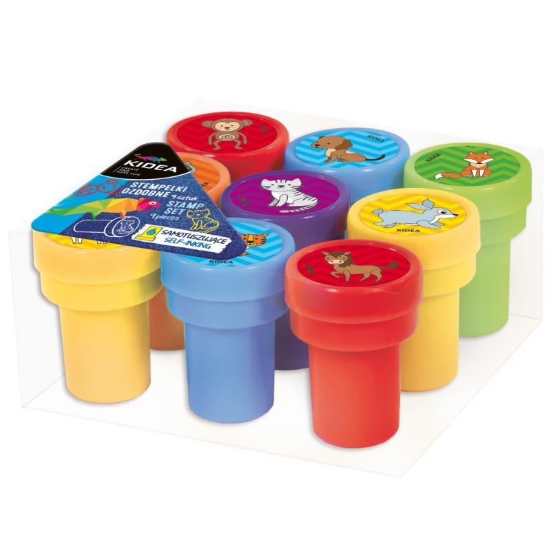Set 9 stampile de jucarie pentru copii, cu diverse animalute, din plastic multicolor