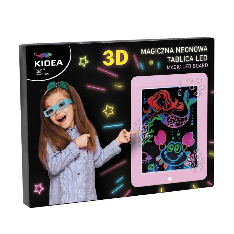 Tablita de desenat magica 3d cu led, pentru copii, roz image