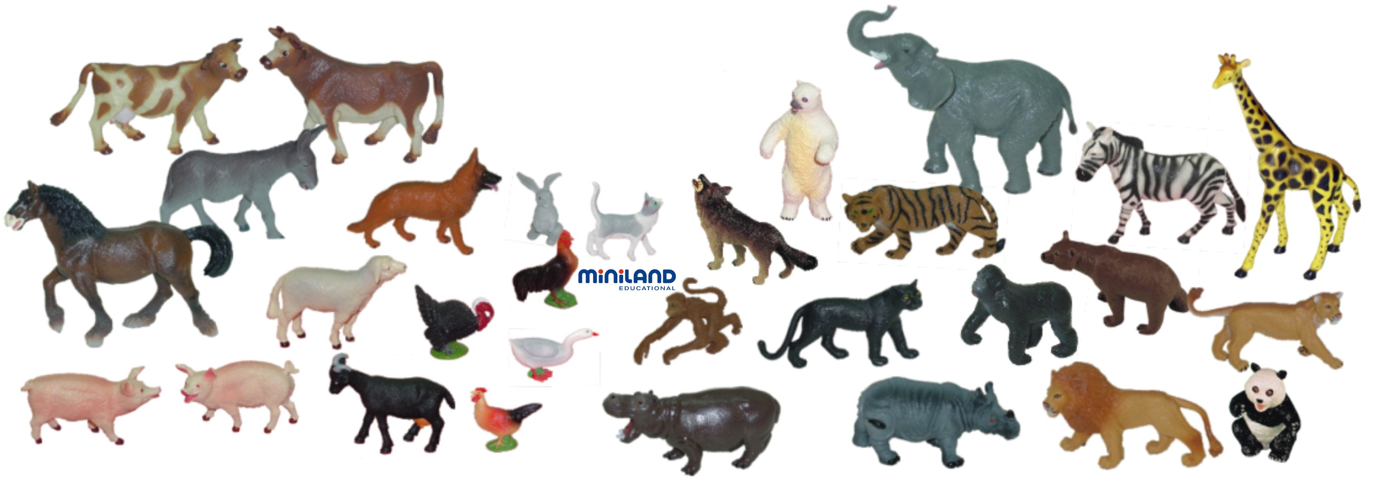Animale domestice si salbatice Miniland 30 figurine