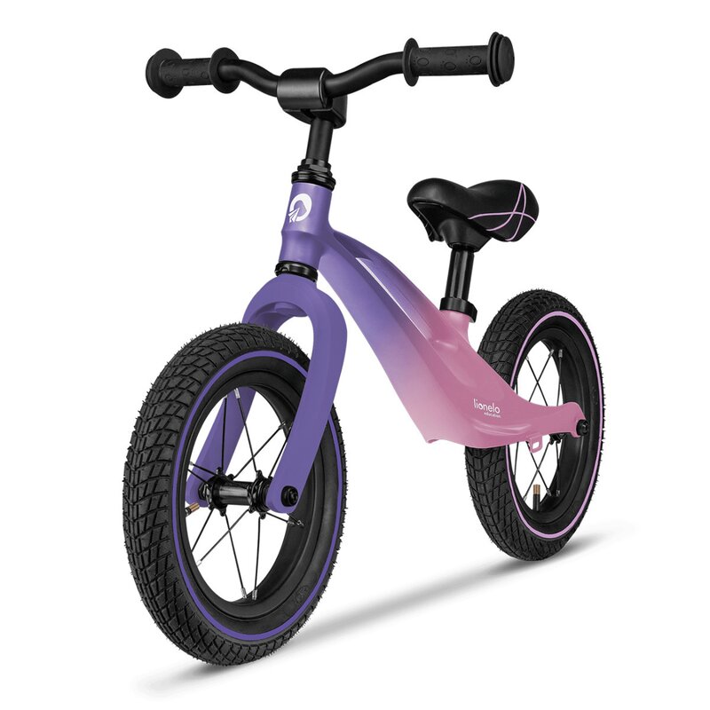 Lionelo - Bicicleta cu roti gonflabile, cu cadru din magneziu, fara pedale, 12 '', Bart Air , Pink Violet