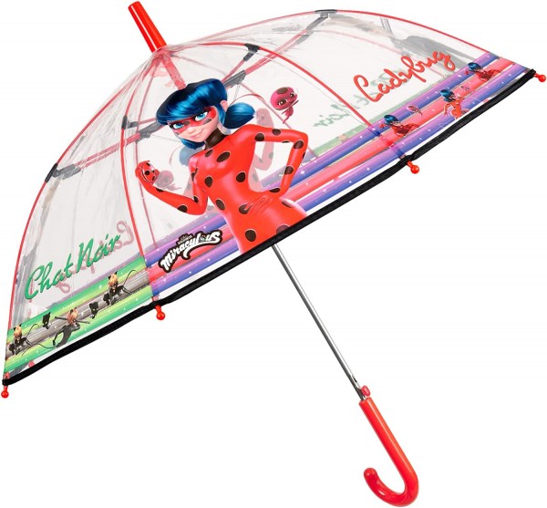 Umbrela Perletti Lady Bug automata rezistenta la vant transparenta 45 cm