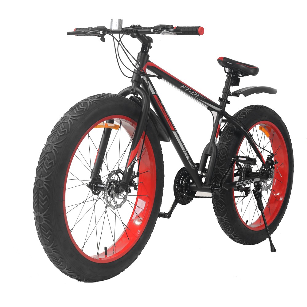 Bicicleta fat bike 26 inch, cadru otel, 21 viteze, schimbator shimano, roti 4', phoenix