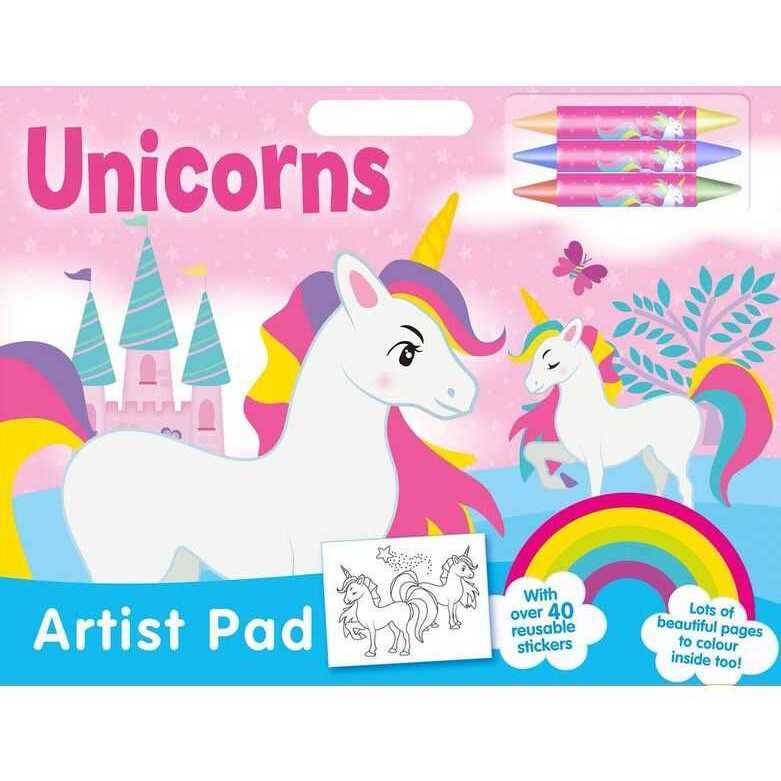 Bloc de colorat Unicorns Artist Pad cu stickere Alligator AB3049UNAR2 Carti Copii imagine 2022