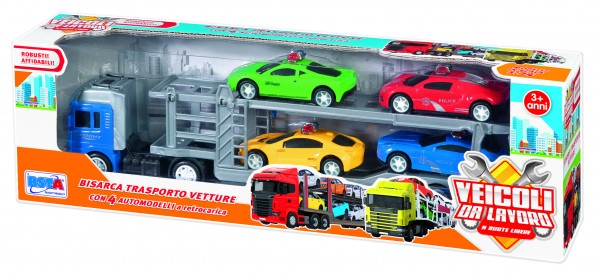 Camion trailer RS Toys cu 4 masini