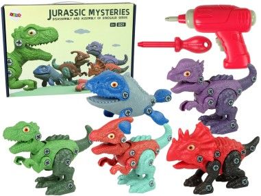 Set 5 dinozauri pentru copii, jucarii demontabile cu surubelnita, 10419