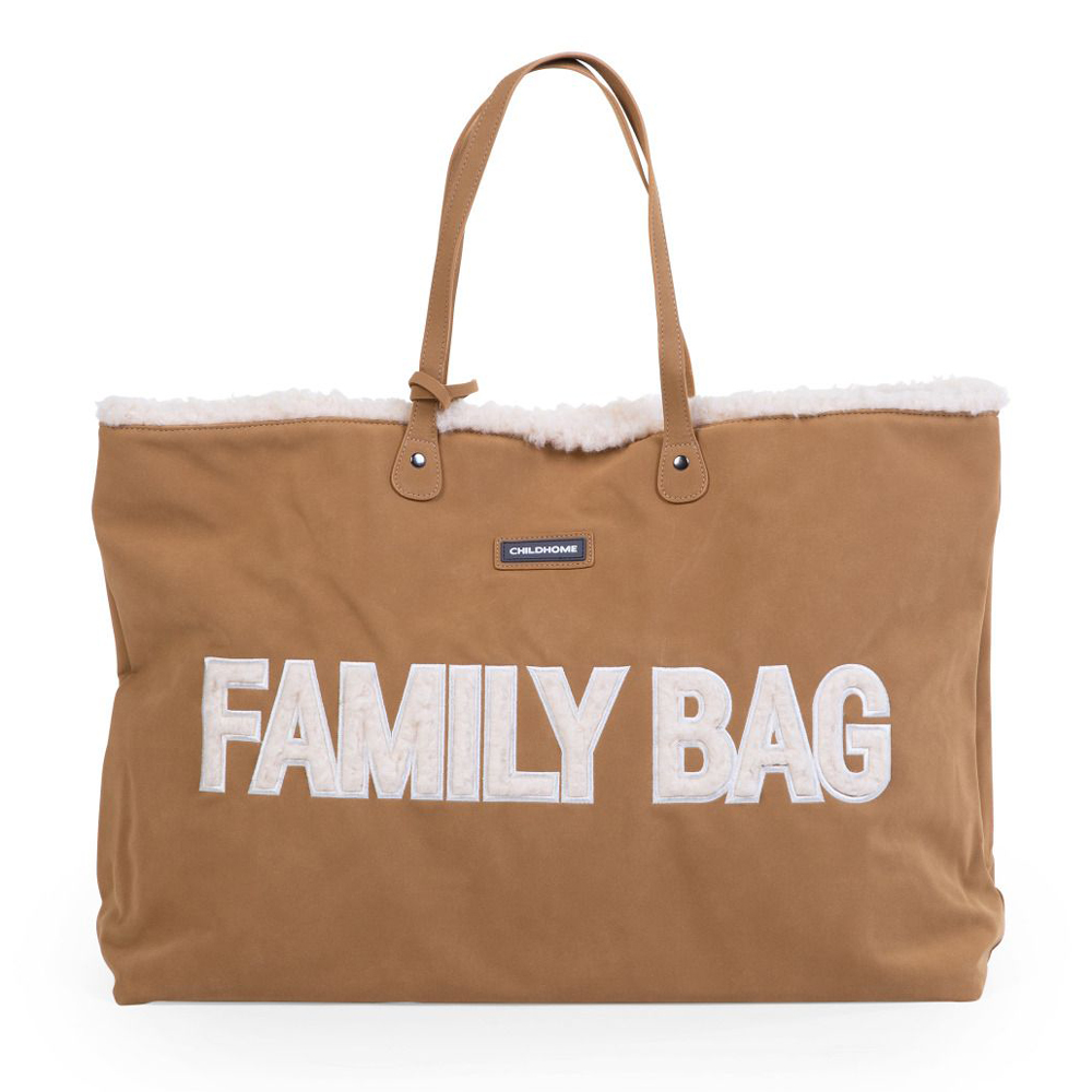 Geanta Childhome Family Bag, aspect piele intoarsa Bej aspect