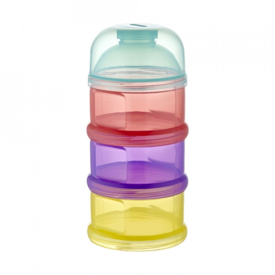 Recipient lapte praf babyjem cu 3 compartimente (culoare: multicolor)