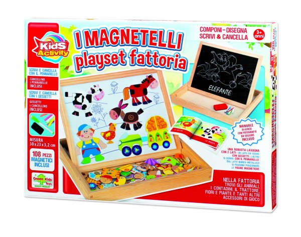 Tablita lemn magnetica RS Toys cu doua fete si accesorii