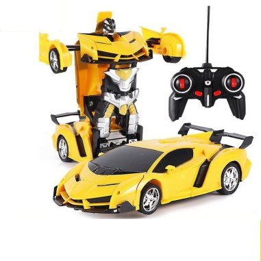 Set transformer masinuta cu telecomanda, robot-masinuta rc galben, pentru copii, 12820