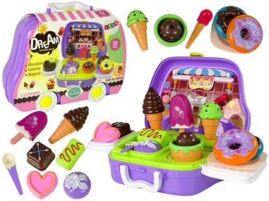 Set inghetata si dulciuri de joaca intr-o valiza, pentru copii, multicolor, 10077