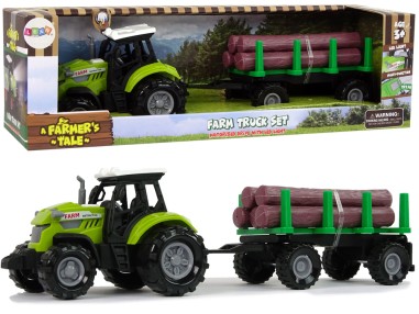 Tractor cu remorca de lemne, jucarie cu sunete pentru copii, viata la ferma, 11113