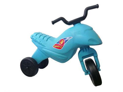 Motocicleta copii cu trei roti fara pedale mic culoarea albastru deschis