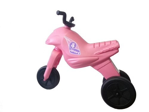 Motocicleta copii cu trei roti fara pedale mic culoarea roz deschis