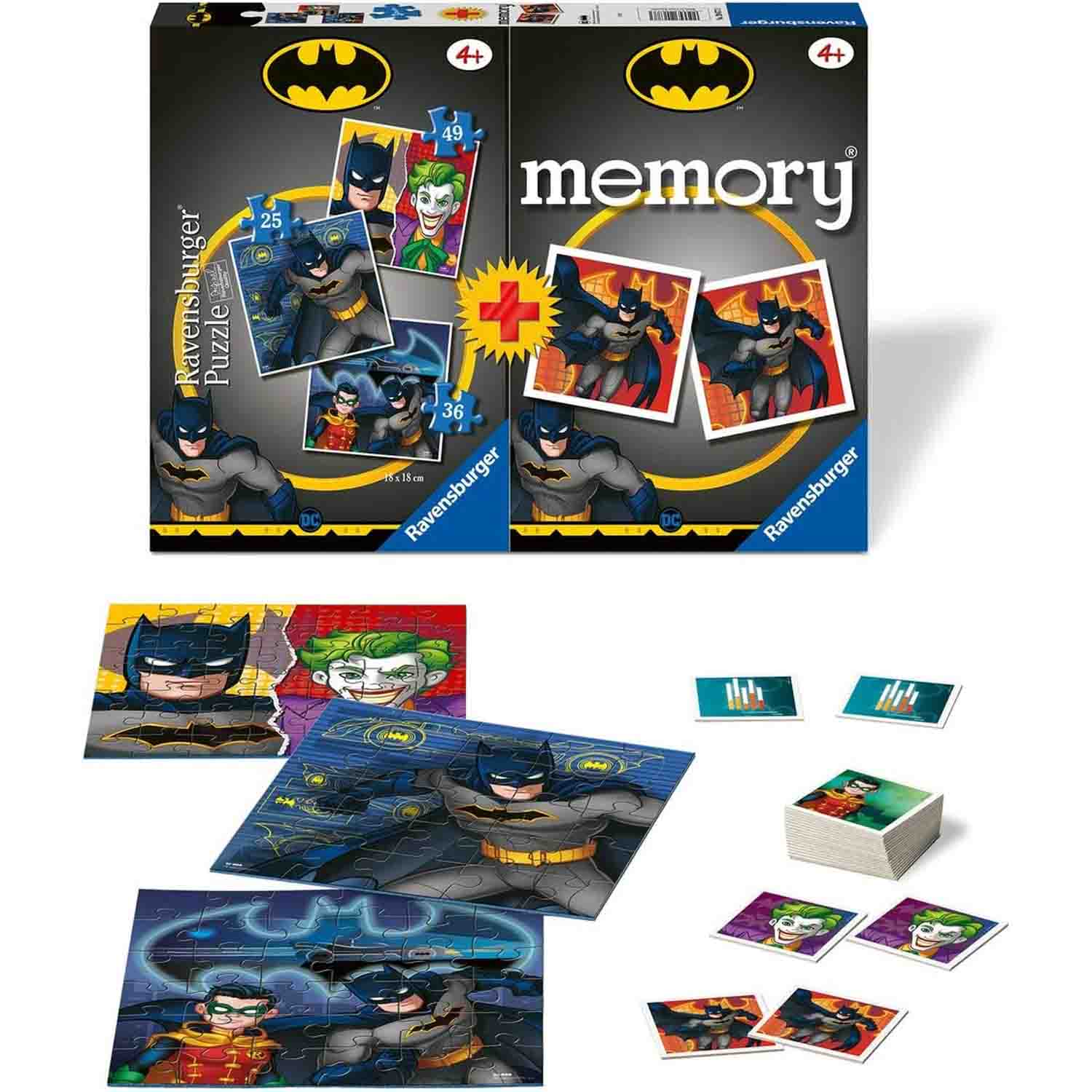 Puzzle + joc memory batman, 25/36/49 piese