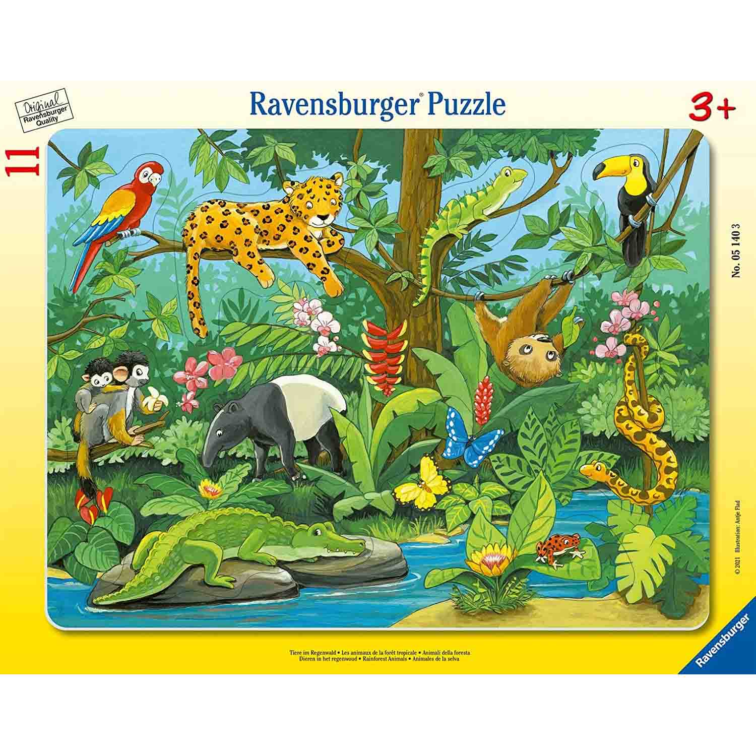Puzzle tip rama animale in jungla, 11 piese