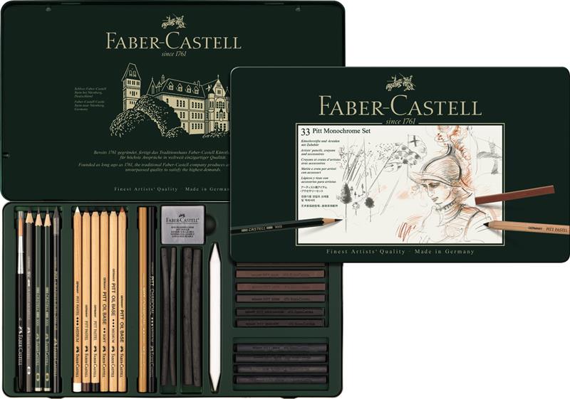 Set Pitt Monochrome Grafit+carbune+pastel 33 Buc Faber-castell