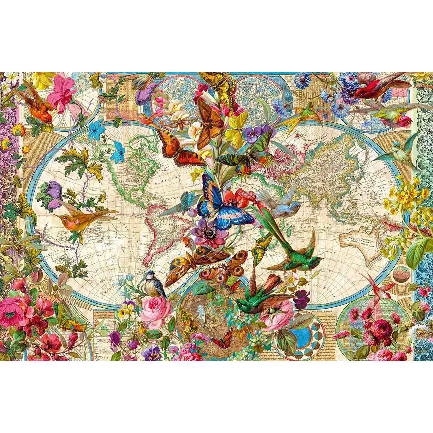 Puzzle harta lumii cu fauna si flora, 3000 piese