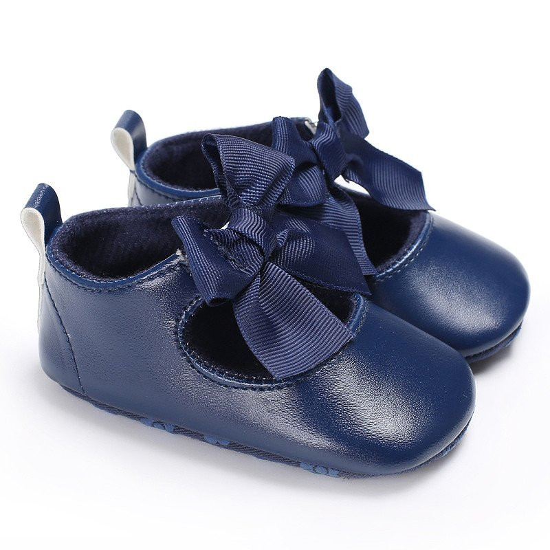 Pantofiori cu fundita (culoare: bleumarine, marime: 0-6 luni)