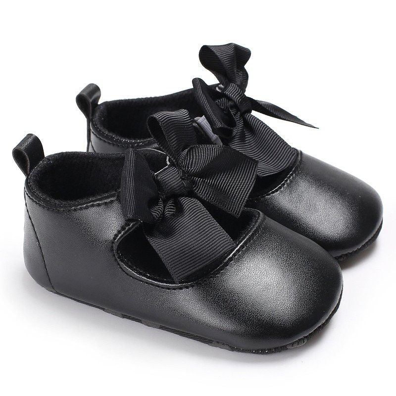 Pantofiori cu fundita (culoare: negru, marime: 0-6 luni)