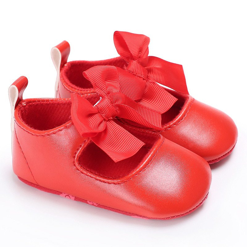 Pantofiori cu fundita (culoare: rosu, marime: 12-18 luni)