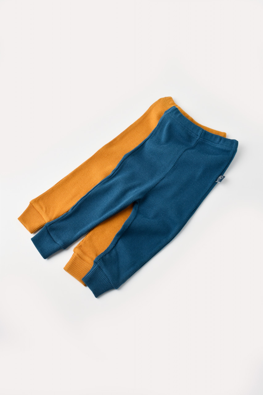 Set 2 pantaloni bebe unisex din bumbac organic si modal - bleumarin/sofran, baby cosy (marime: 9-12 luni)