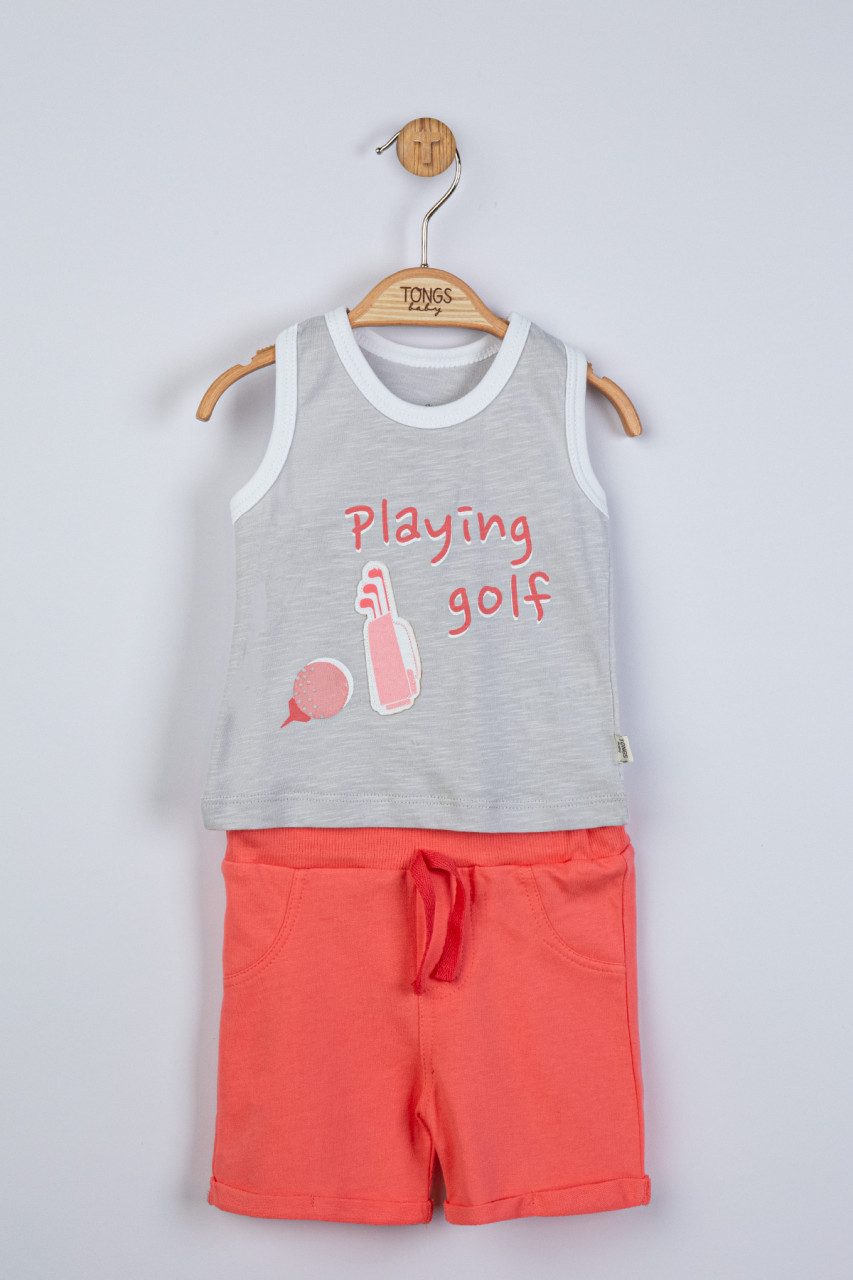 Compleu 2 piese playing golf pentru baietei, tongs baby (culoare: gri, marime: 6-9 luni)