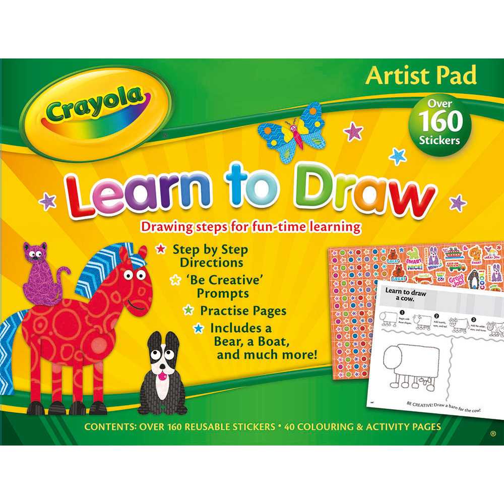 Bloc de colorat Crayola Learn to Draw cu stickere Alligator AB2966CYAR2 Carti Copii imagine 2022