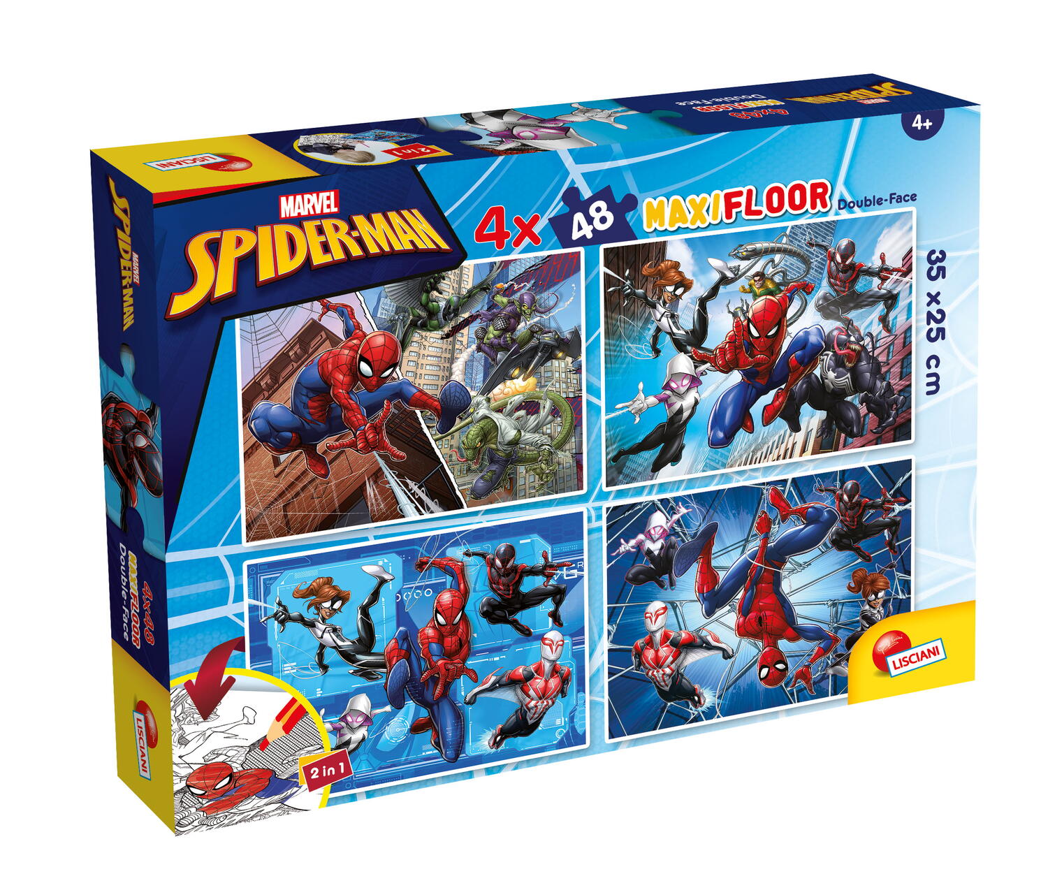 Puzzle de colorat maxi - Spiderman (4 x 48 de piese)