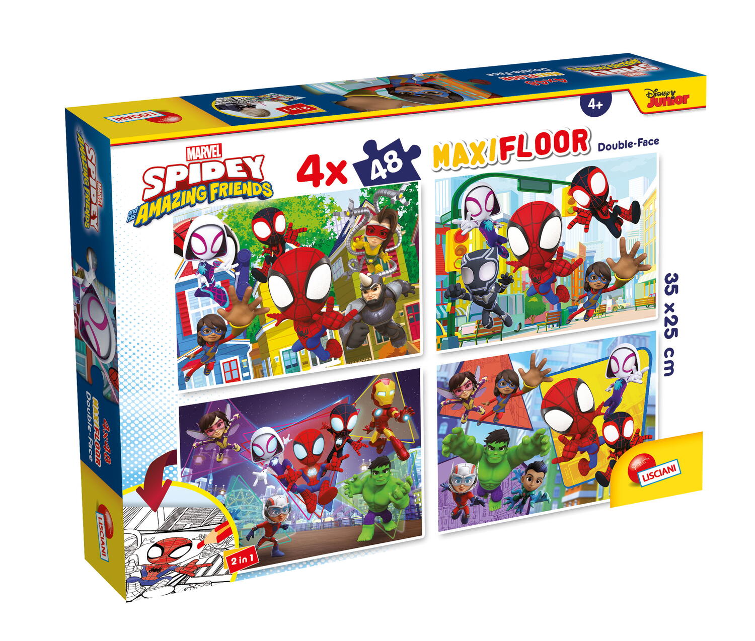 Puzzle de colorat maxi - Paienjenelul Marvel si prietenii lui uimitori (4 x 48 de piese)