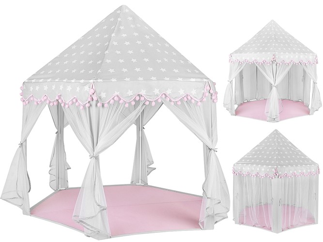 Cort castel kruzzel model pomponki, casuta de joaca pentru copii, 140x123 cm, roz