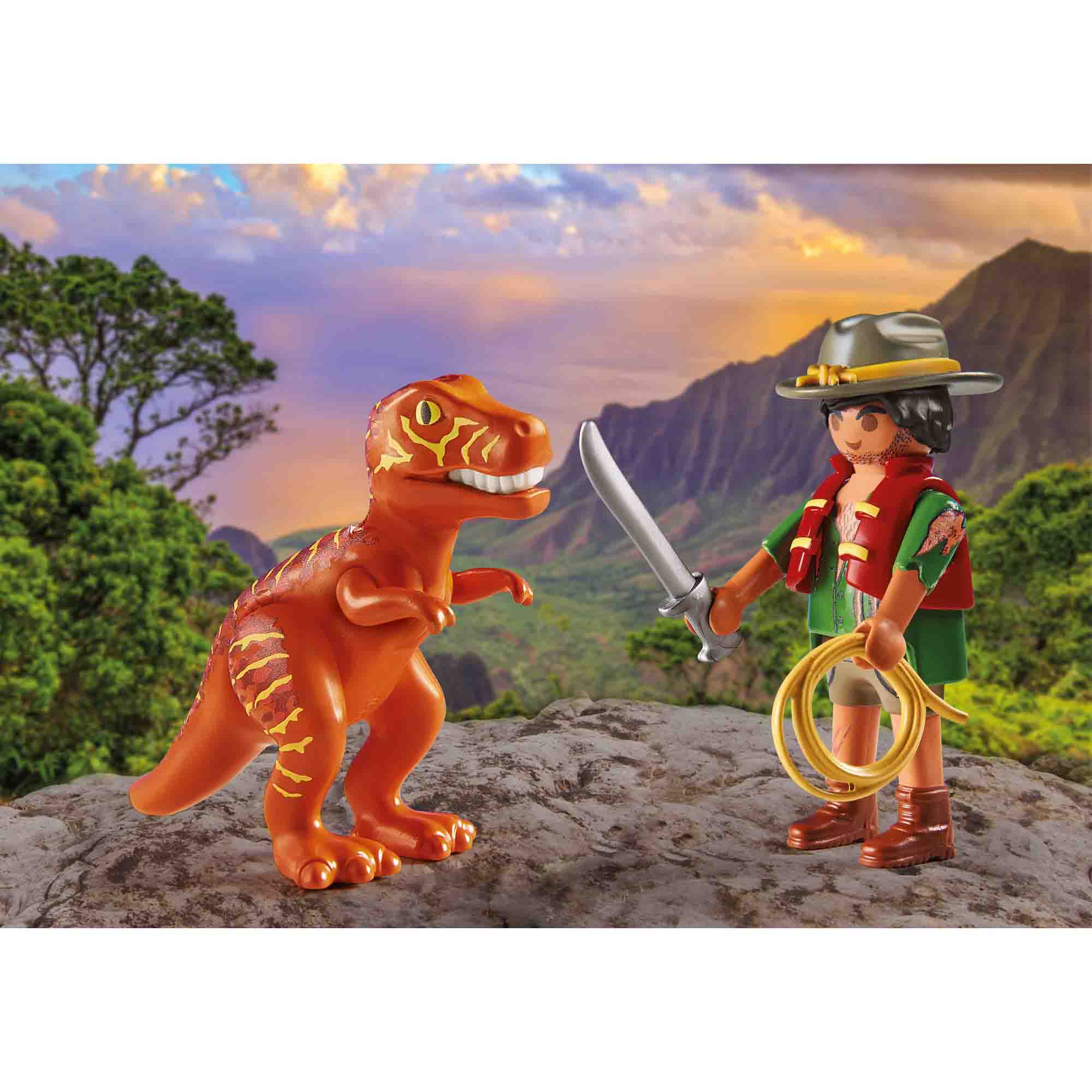 Playmobil - set 2 figurine - bandit cu t-rex
