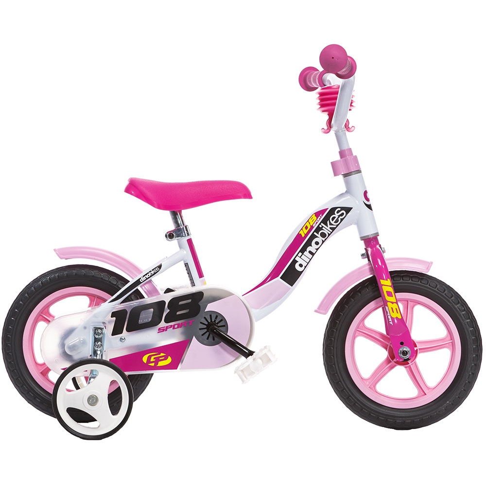 Bicicleta copii Dino Bikes 10` 108 Sport alb si roz