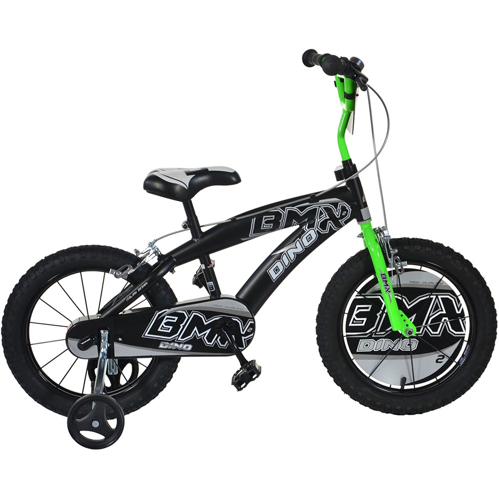 Bicicleta copii Dino Bikes 14` BMX negru si verde Biciclete copii imagine 2022