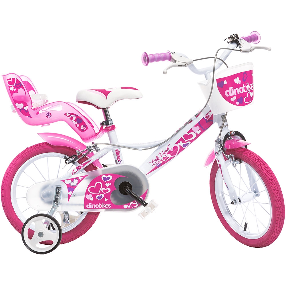 Bicicleta copii Dino Bikes 14` Little Heart alb si roz bekid.ro imagine noua